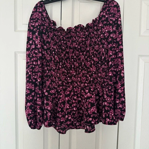 Michael Kors Black and Pink Floral Blouse - Picture 6 of 6